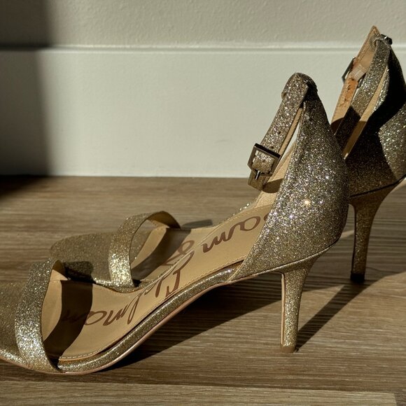 Sam Edelman Patti Gold Glitter Stiletto Heel Sandals Size 9 - Picture 3 of 5